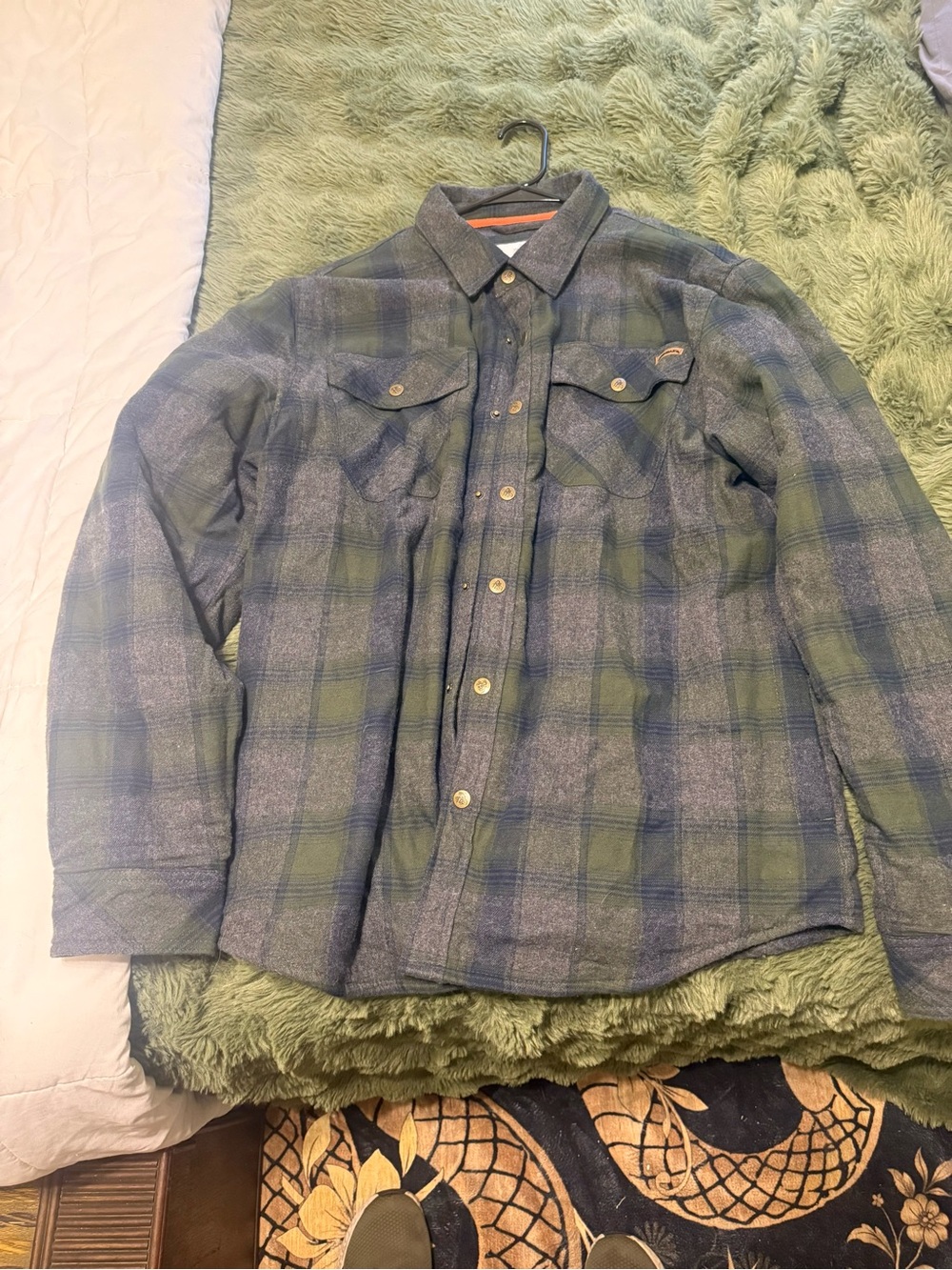 Legendary Whitetails Olive and Blue Plaid Button-Down Shirt